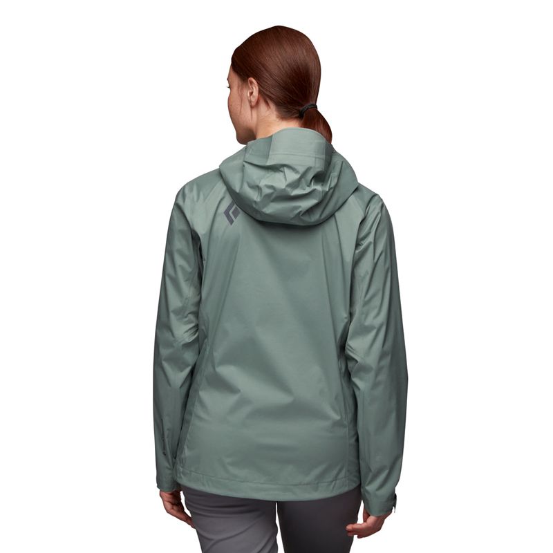 Black Diamond Stormline Stretch Rain Shell Jacka Dam Gröna | 5961-IHOUQ