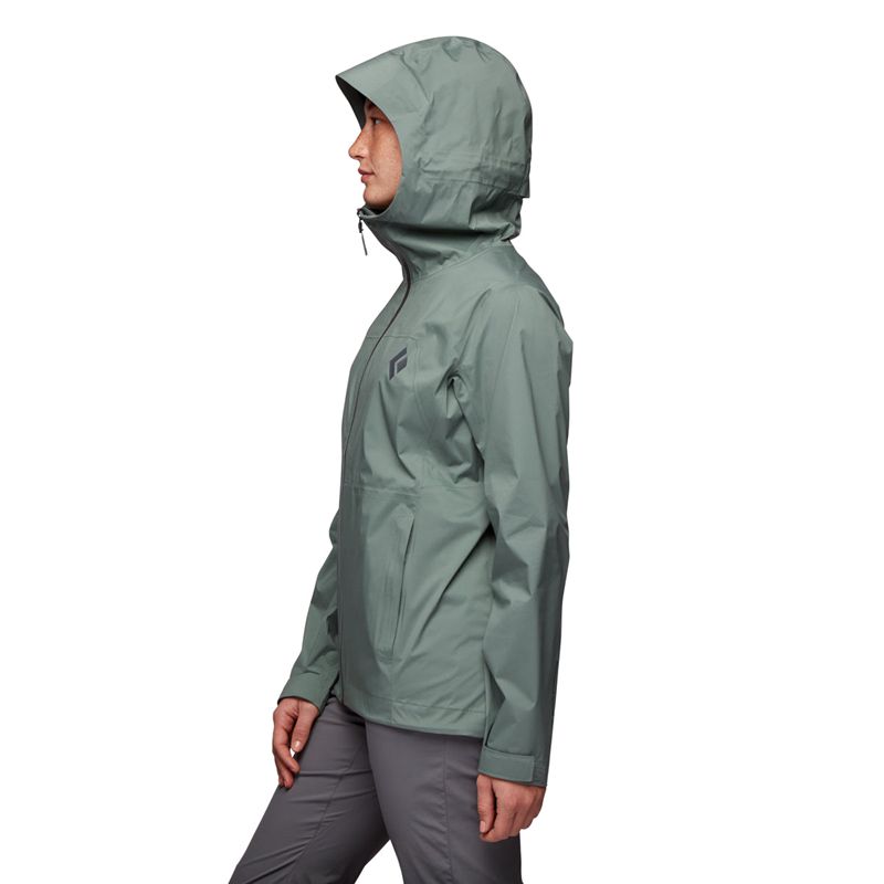 Black Diamond Stormline Stretch Rain Shell Jacka Dam Gröna | 5961-IHOUQ