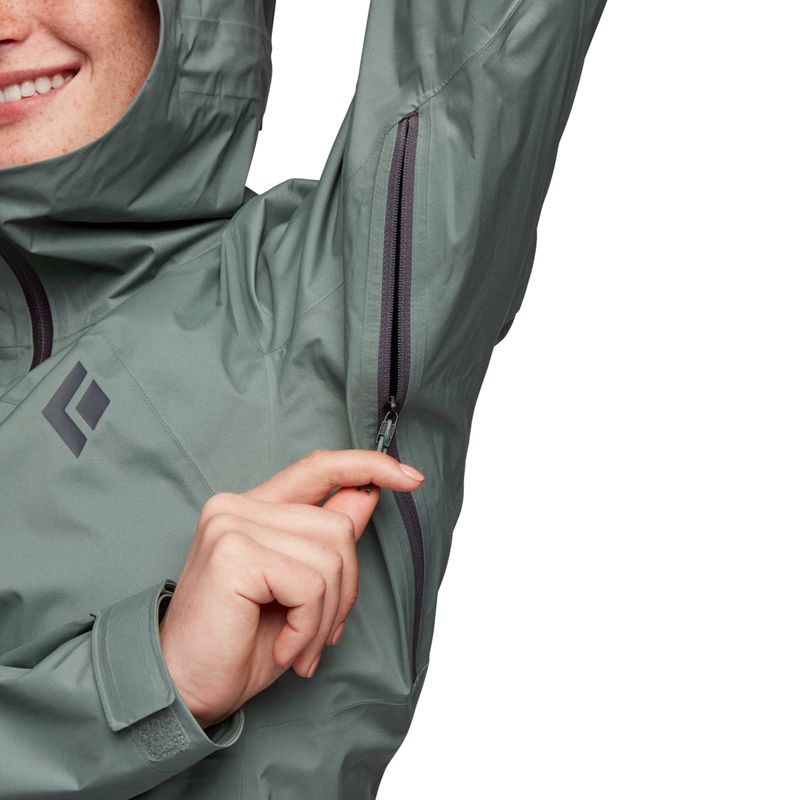 Black Diamond Stormline Stretch Rain Shell Jacka Dam Gröna | 5961-IHOUQ