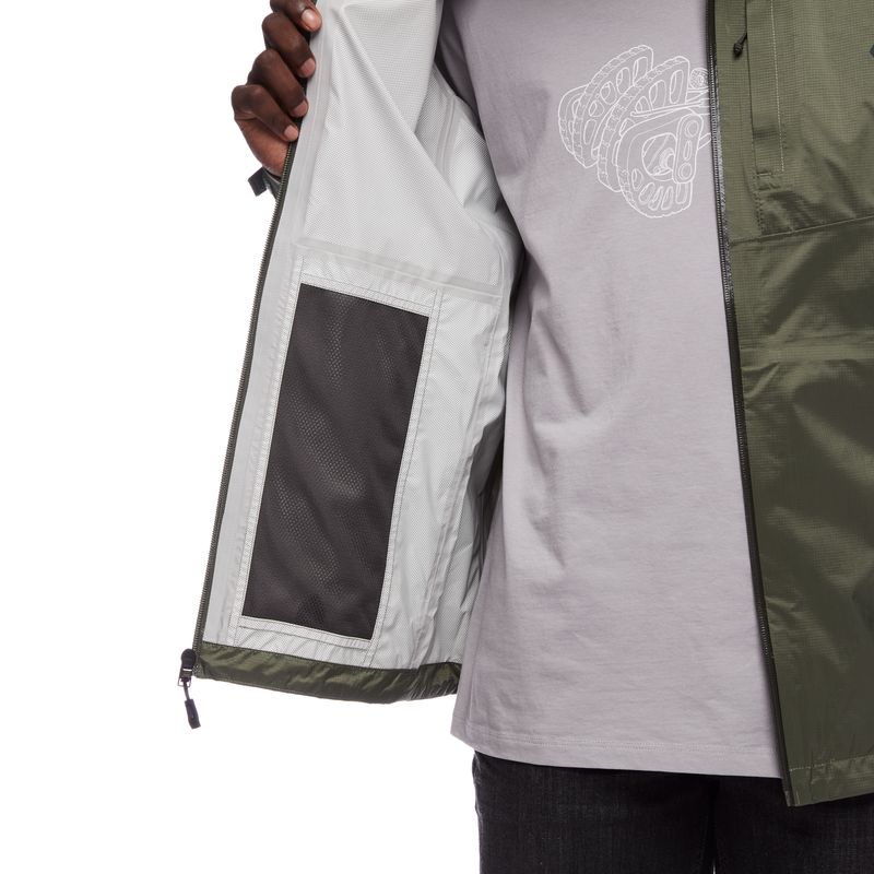 Black Diamond Treeline Rain Shell Jacka Herr Gröna | 7025-RWDZJ